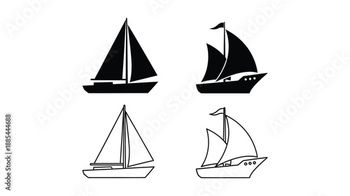 Black sailboat icons and designs a simple nautical illustration silhouette