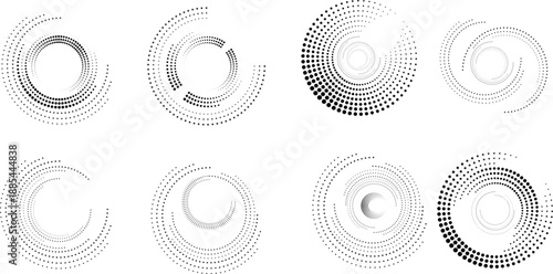 Halftone dots in circle form. round logo . vector dotted frame . design element
