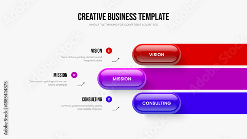 Product Solution Slideshow Design Vector Illustration. Creative Briefing 3 Step Diagram Presentation Layout. Digital Launch Three Element Infographic Frame Template.