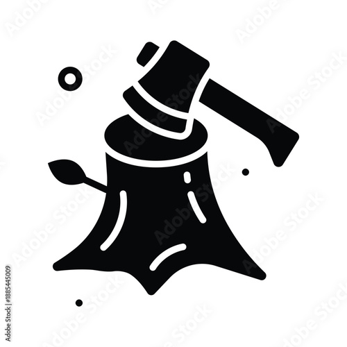 Trendy glyph style icon of deforestation, forest destruction, ecological imbalance