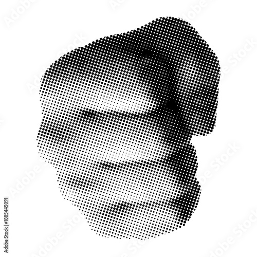 A minimal human fist retro halftone effect with grunge style, Modern halftone texture hand fist, Modern halftone texture hand fist dot pattern.eps