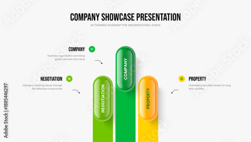 Corporate Forecast Three Element Infographic Frame Template. Company Briefing 3 Option Diagram Slideshow Layout. Business Strategy Slide Design Vector Illustration.