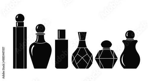 Perfume bottle icons set. Vector fragrance, scent and cologne