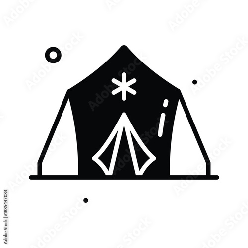Have your hands on this modern glyph icon of refugee camp