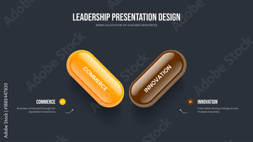 Modern Plan 2 Element Infographic Presentation Layout. Consulting Briefing Two Option Diagram Slideshow Template. Sales Solution Slide Design Vector Illustration.