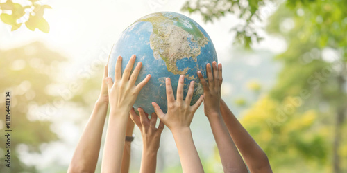 Foto Environmental responsibility concept and collaboration in caring for the Earth w