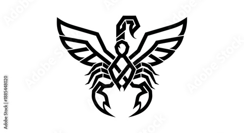 Abstract scorpion wings emblem illustration