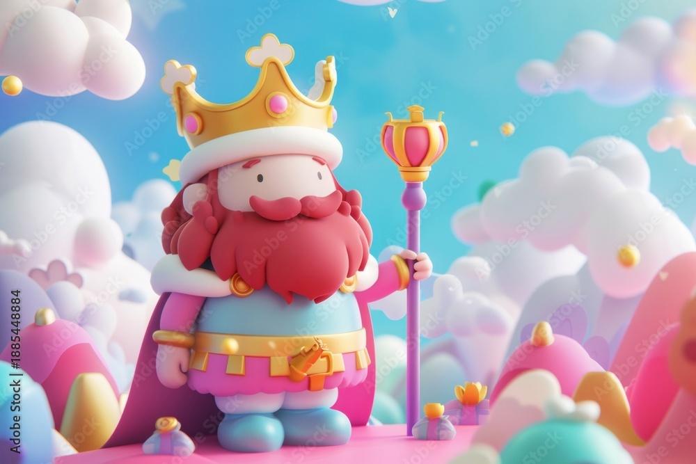 Fototapeta premium Cute king background cartoon representation celebration.
