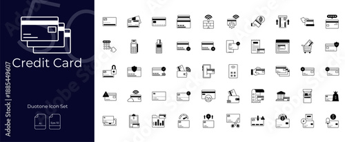 Credit Card Duotone Editable Icons set