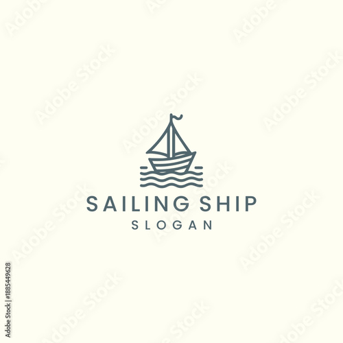 Sailing ship logo design template vector illustration