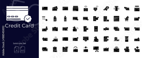 Credit Card Solid Editable Icons set