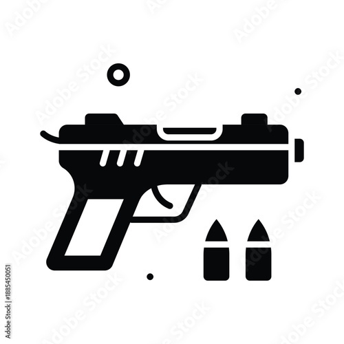 A modern glyph icon of gun violence, firearm crime and safety concerns