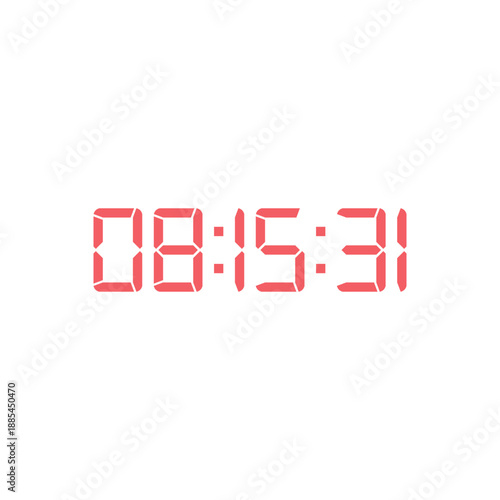 LED digital clock number for counter or calculator mockup design