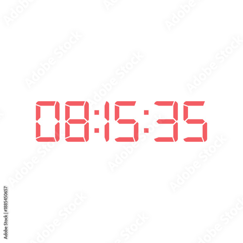 LED digital clock number for counter or calculator mockup design