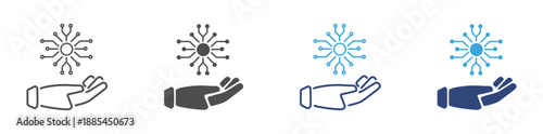 AI Support Hand Icon Set. Technology and Help Symbols. Digital Assistance Collection, Vector Illustration.