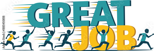 Great Job! Dynamic Illustration of Teamwork, Achievement, and Success. Perfect for Motivation, Recognition, and