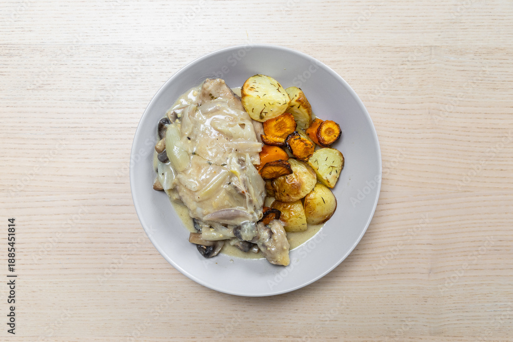 custom made wallpaper toronto digitalA plate of cider braised chicken and root vegetables.