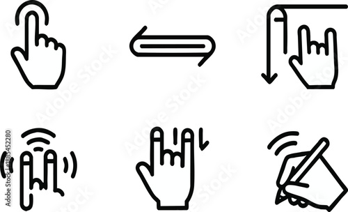 Touchscreen Hand Gestures and Mobile Interaction Icons