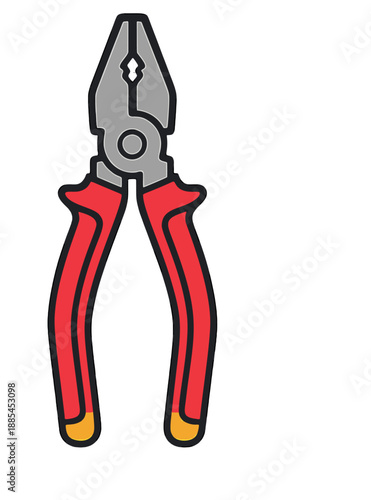 Red handled needle nose pliers.