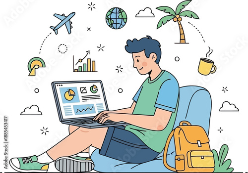 man working on laptop computer