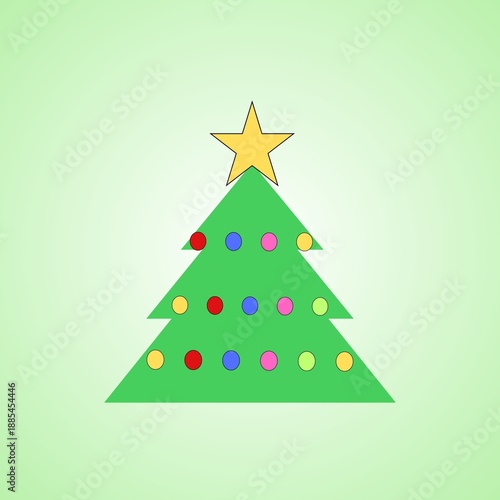 Decorated Christmas tree illustration
Cute decorated Christmas tree with ornaments and star on top. Simple festive illustration ideal for holiday cards, children designs and Christmas graphics.