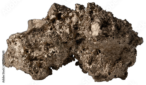 Metallic rock with rough surface found in natural setting