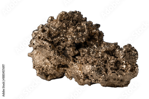 Natural metal specimen showing unique textures and shapes under bright light