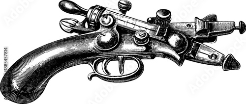 Vintage anatomical calipers engraving: 19th century botanical tool design