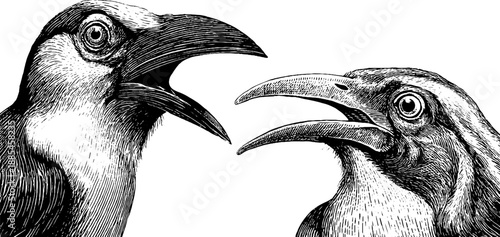 19th century bird beak morphology study - vintage botanical engraving for educational design