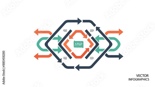 Interconnected Arrows Forming Diamond Shapes.