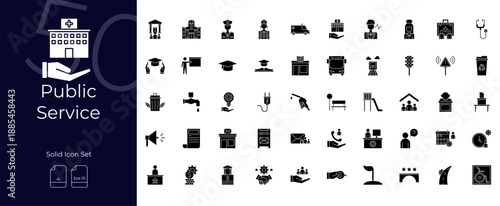 Public Service Solid Editable Icons set