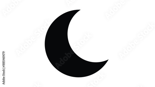 Simple black crescent moon icon against a plain white background