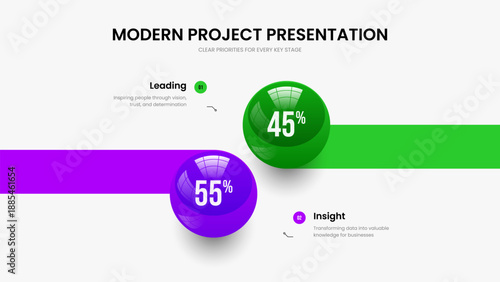 Medical Introduction 2 Option Chart Slide Template. Modern Strategy Two Element Diagram Frame Design. Science Launch Slideshow Layout Vector Illustration.