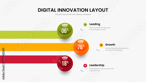 Educational Campaign Three Element Diagram Frame Design. Science Development 3 Step Infographic Presentation Layout. Minimalist Review Slide Template Vector Illustration.