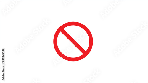 A simple red prohibition symbol featuring a circle with a diagonal line