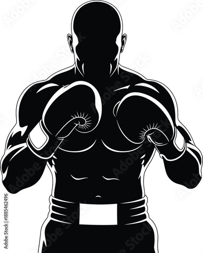Muscular Boxer Fighting Stance Vector