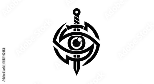 Abstract sword and eye symbol