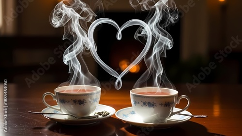 Wallpaper Mural Warm Moments Shared Over Steaming Cups Creating a Heart Torontodigital.ca