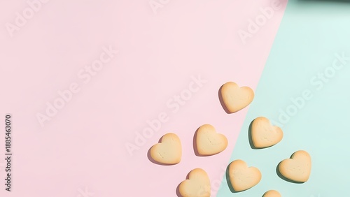 Wallpaper Mural Delicious heart cookies on a pastel background perfect for sweet celebration Torontodigital.ca