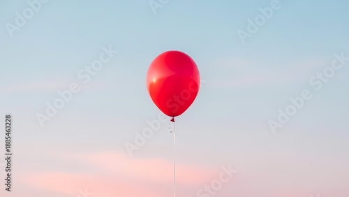 Wallpaper Mural Solitary red balloon gently drifts across a serene pastel sky Torontodigital.ca