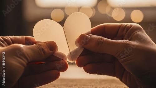Wallpaper Mural Bringing together two halves of a paper heart in warm light Torontodigital.ca