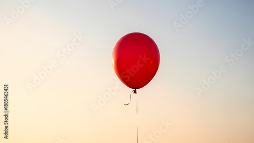 Wallpaper Mural A solitary red balloon floats upward toward the soft evening sky Torontodigital.ca