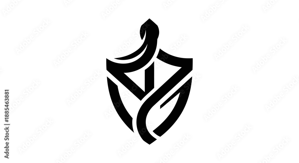 Obraz premium Abstract sword and shield emblem