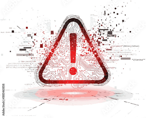 Create a realistic Computer Hacked, System Error, Virus, Cyber attack, Malware Concept. Danger Symbol. 3d rendering. vector art with white background..