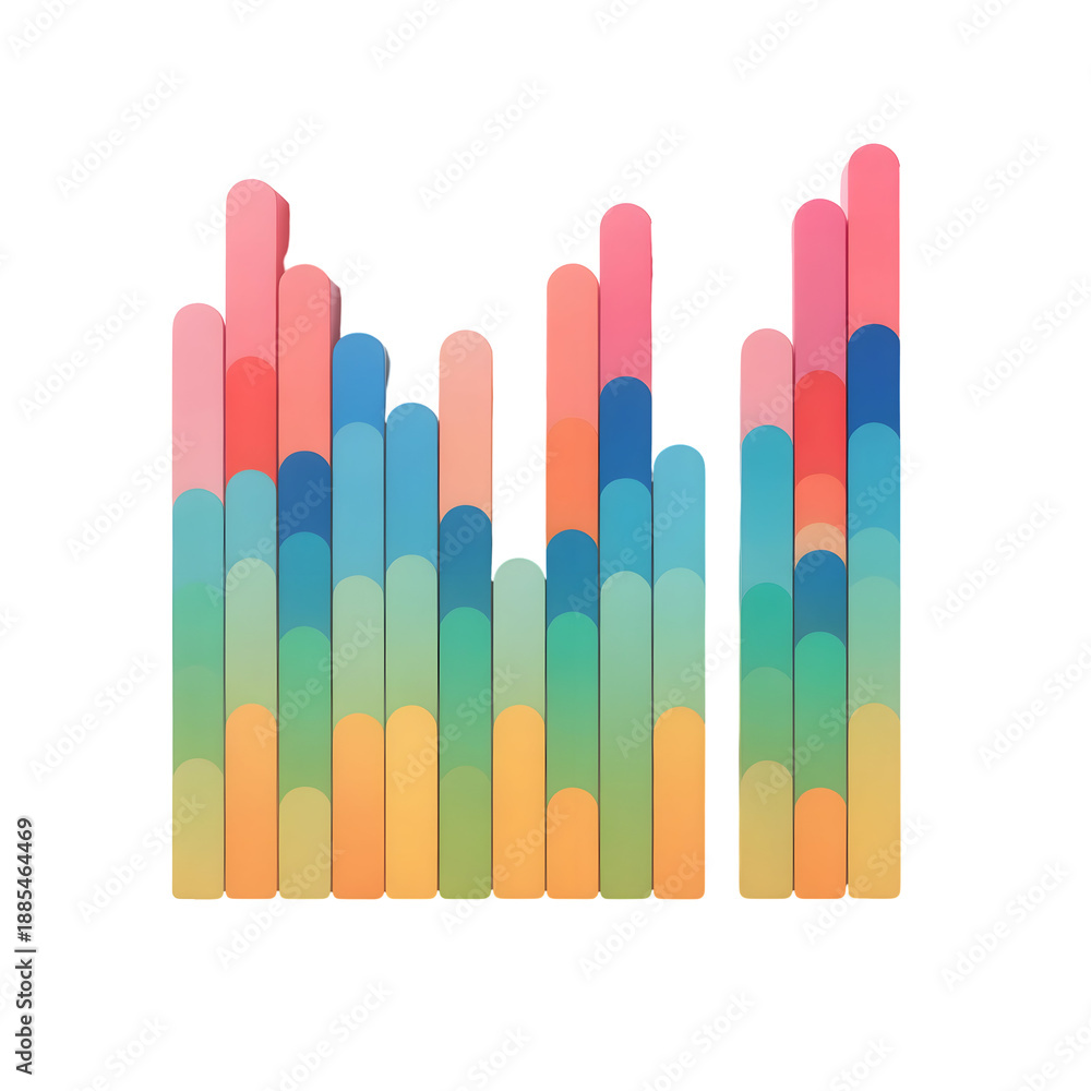 Obraz premium Abstract Colorful Sound Waves Bar Chart Graphic Isolated on Transparent Background