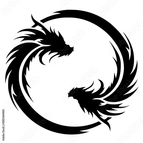 Silhouette of two dragons