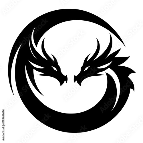 Silhouette of two dragons