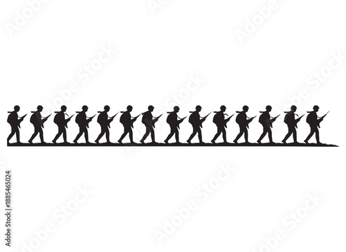 Soldiers Marching Silhouette.