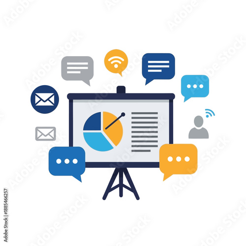 Presentation Board with Pie Chart Graphs.