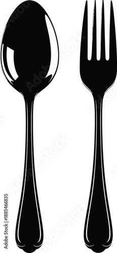 Spoon And Fork Cutlery Silhouette Vector